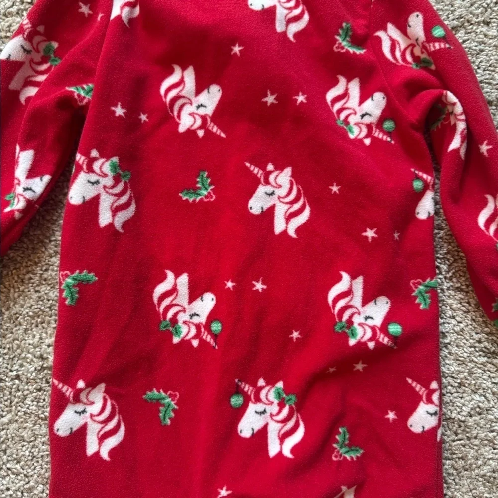Carter’s Christmas Unicorn Fleece Pajamas Footed pajamas red holiday - 24 Months
